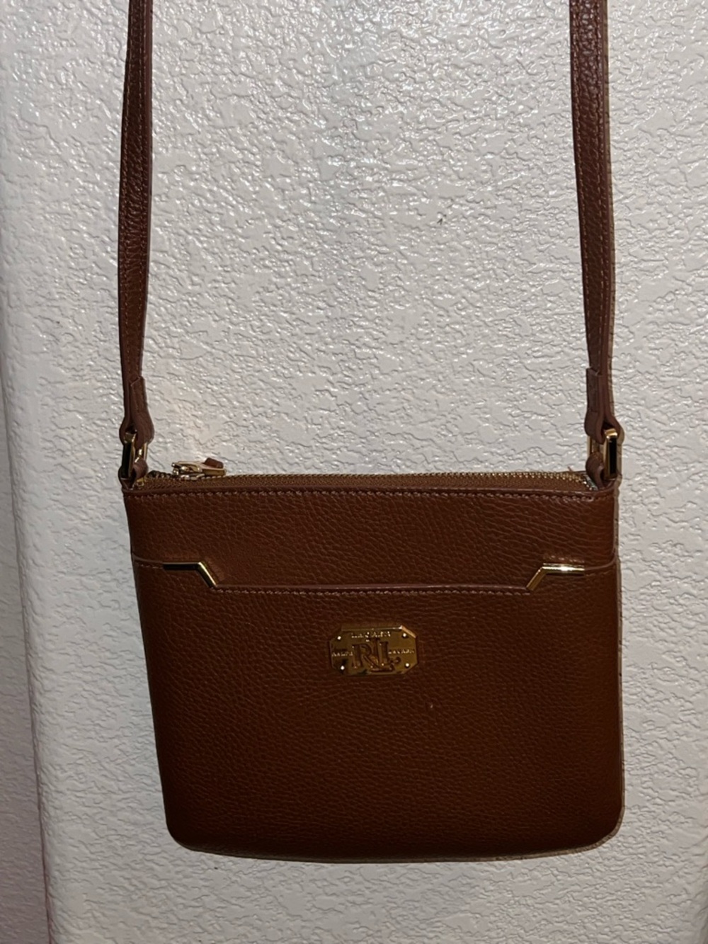 Ralph Lauren Brown Leather Crossbody Bag with Gold Accents